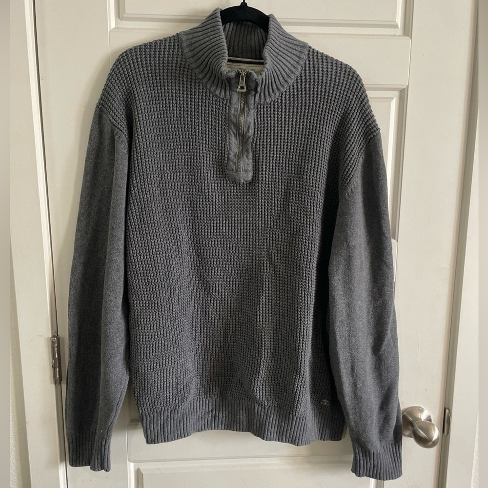 Weatherproof Vintage Henley Knit Men’s Quarter Zip, Charcoal Sweater Size XXL